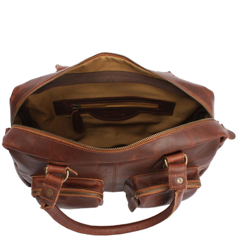 Leconi Schultertasche Handtasche Henkeltasche Damen Leder Braun LE0046