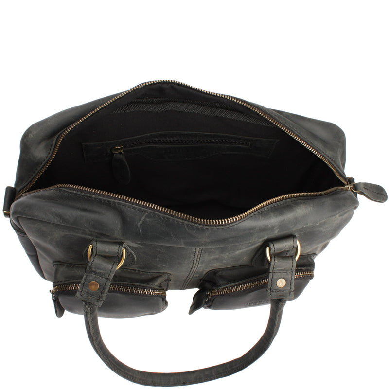 Leconi Schultertasche Handtasche Henkeltasche Damen Leder Grau LE0046