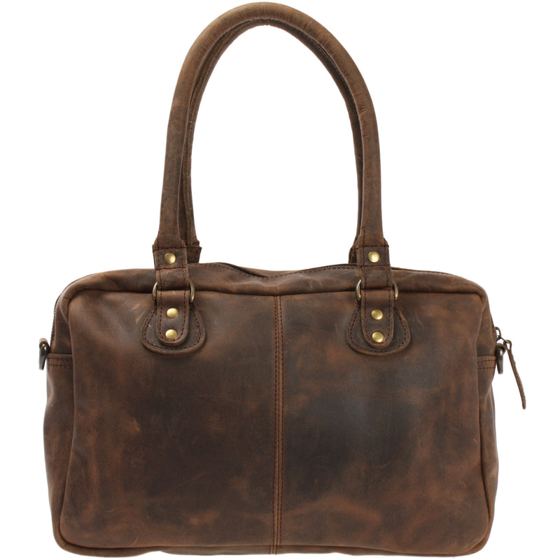 Leconi Schultertasche Handtasche Henkeltasche Damen Leder Schlamm LE0046