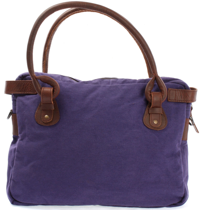 Leconi Schultertasche Henkeltasche Damentasche Handtasche Leder Canvas Lila LE0050