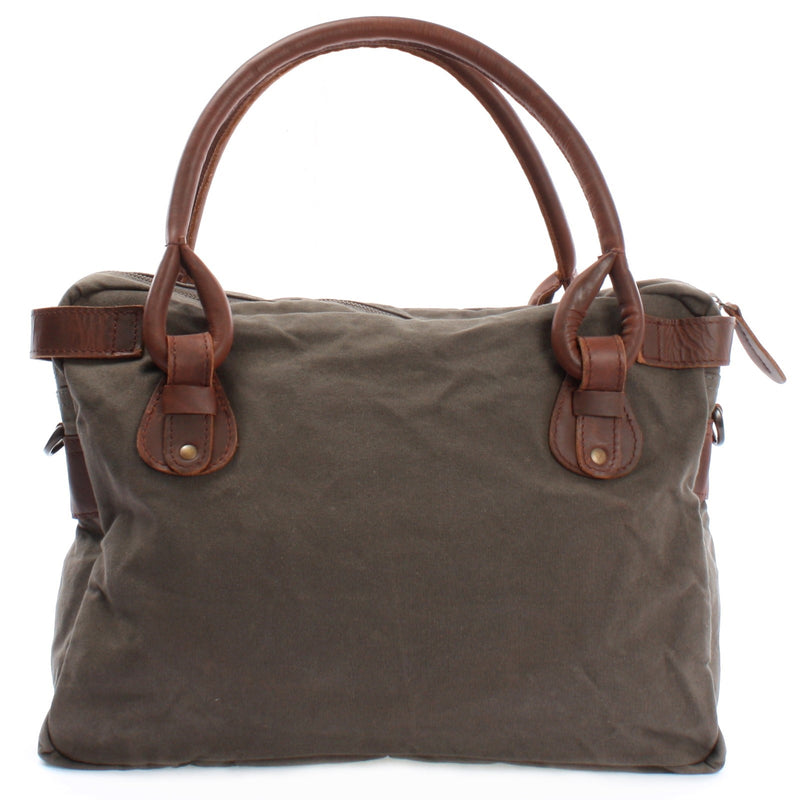 Leconi Schultertasche Henkeltasche Damentasche Handtasche Leder Canvas Grau LE0050