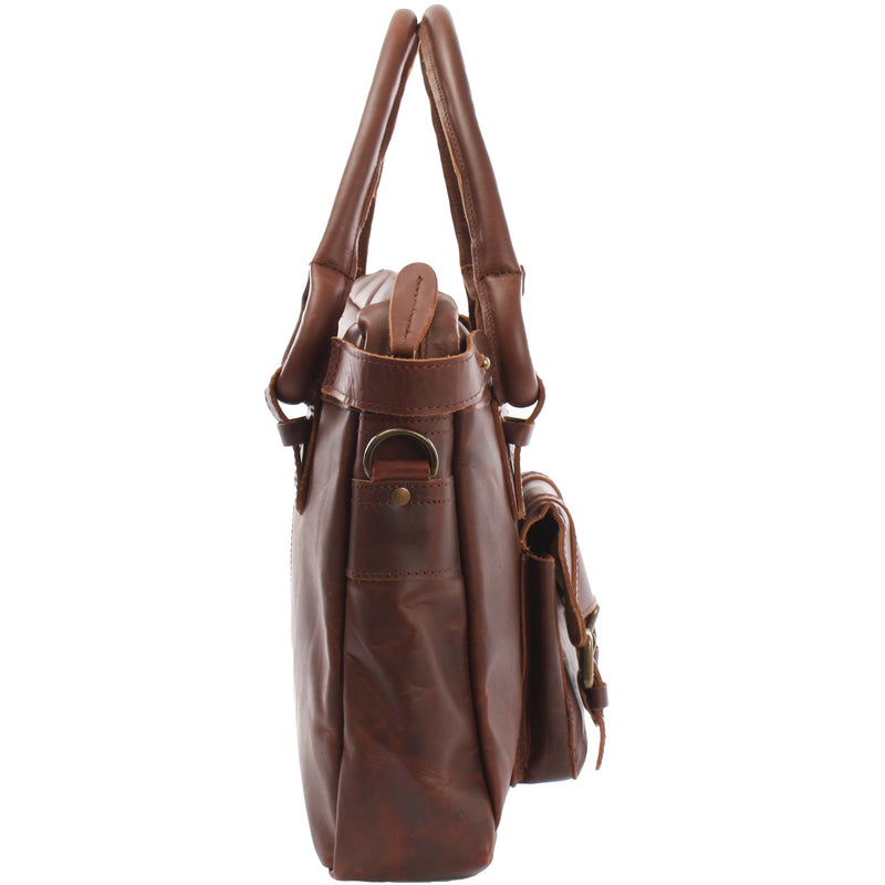 Leconi Schultertasche Henkeltasche Damentasche Handtasche Leder Braun LE0050