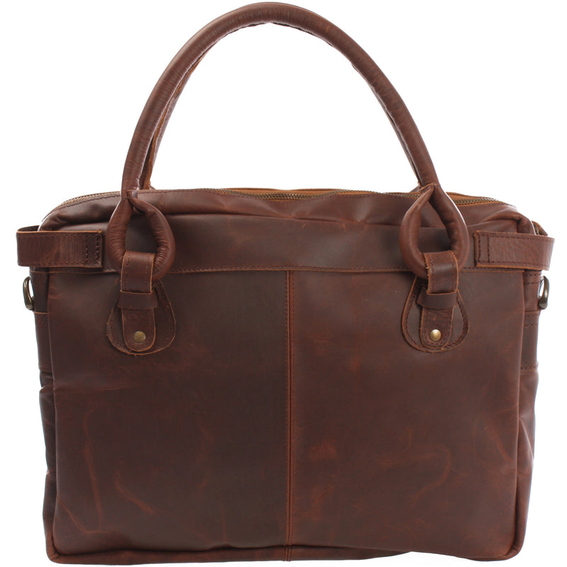 Leconi Schultertasche Henkeltasche Damentasche Handtasche Leder Braun LE0050