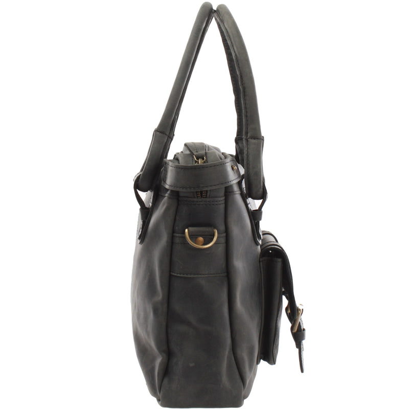 Leconi Schultertasche Henkeltasche Damentasche Handtasche Leder Grau LE0050