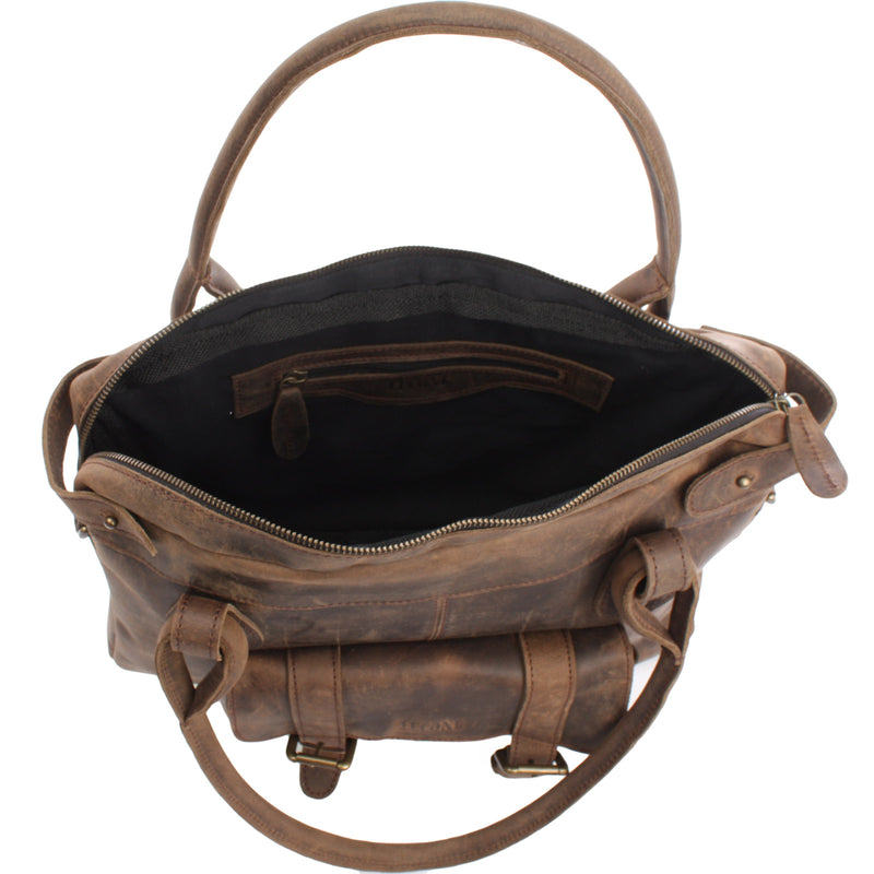 Leconi Schultertasche Henkeltasche Damentasche Handtasche Leder Schlamm LE0050