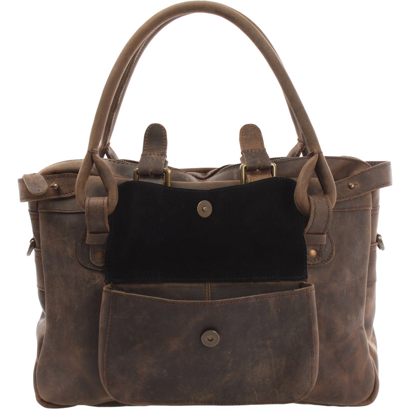 Leconi Schultertasche Henkeltasche Damentasche Handtasche Leder Schlamm LE0050