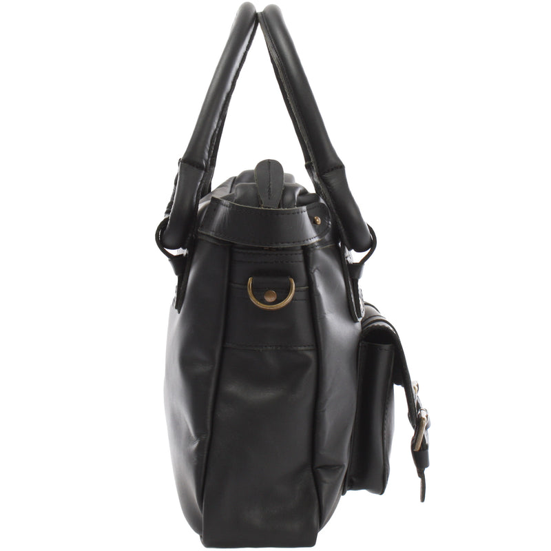 Leconi Schultertasche Henkeltasche Damentasche Handtasche Leder Schwarz LE0050