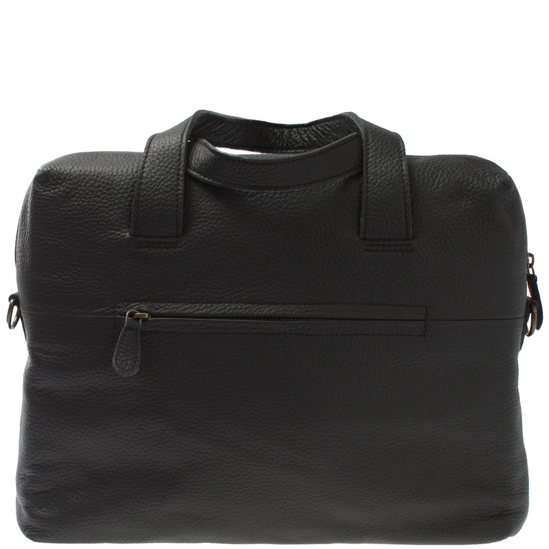 Leconi Schultertasche Henkeltasche Shopper DIN A4 Handtasche Damen Leder Schwarz LE0059