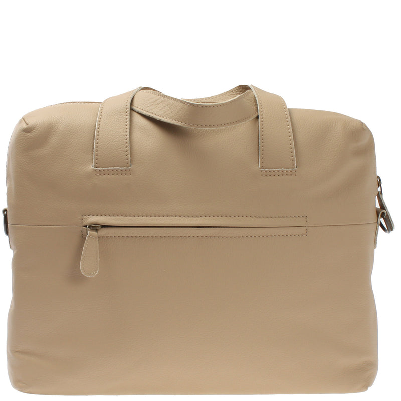 Leconi Schultertasche Henkeltasche Shopper DIN A4 Handtasche Damen Leder Sand LE0059