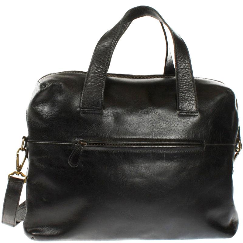 Leconi Schultertasche Henkeltasche Shopper Handtasche Damen Leder Schwarz LE0059