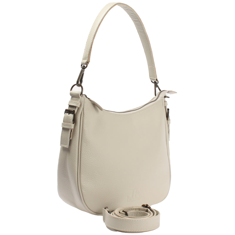 Leconi Schultertasche Ledertasche Damentasche Leder Beige LE0063