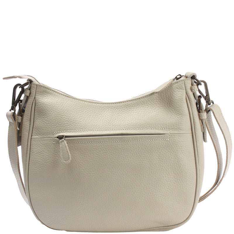 Leconi Schultertasche Ledertasche Damentasche Leder Beige LE0063