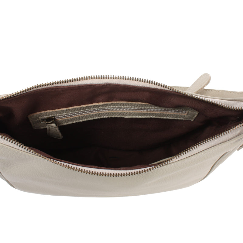 Leconi Schultertasche Ledertasche Damentasche Leder Beige LE0063