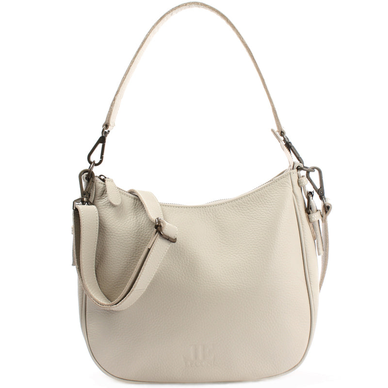 Leconi Schultertasche Ledertasche Damentasche Leder beige LE0063