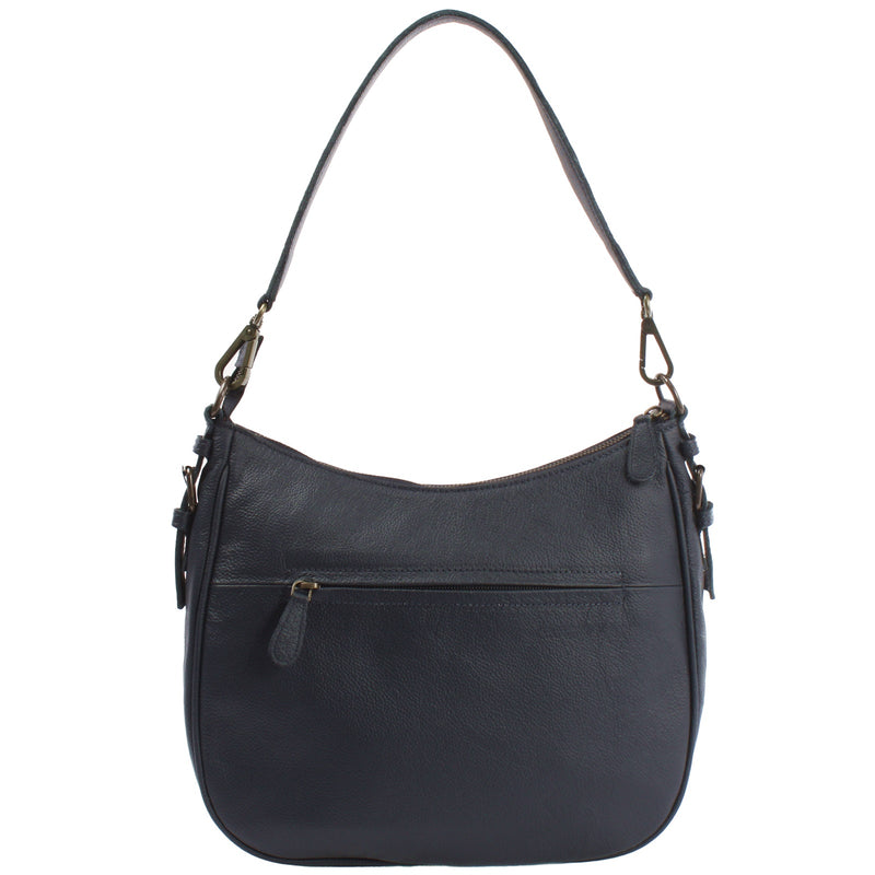 Leconi Schultertasche Ledertasche Damentasche Leder Navy LE0063