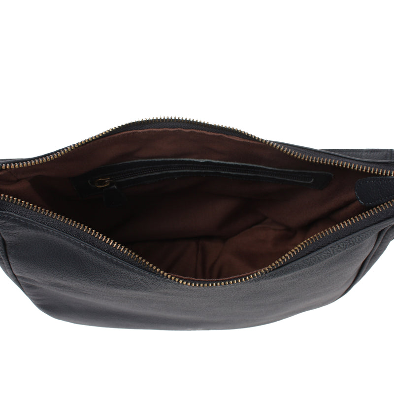 Leconi Schultertasche Ledertasche Damentasche Leder Navy LE0063