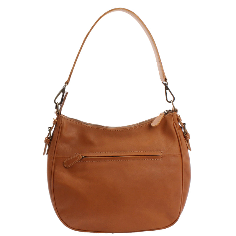 Leconi Schultertasche Ledertasche Handtasche Leder Cognac LE0063