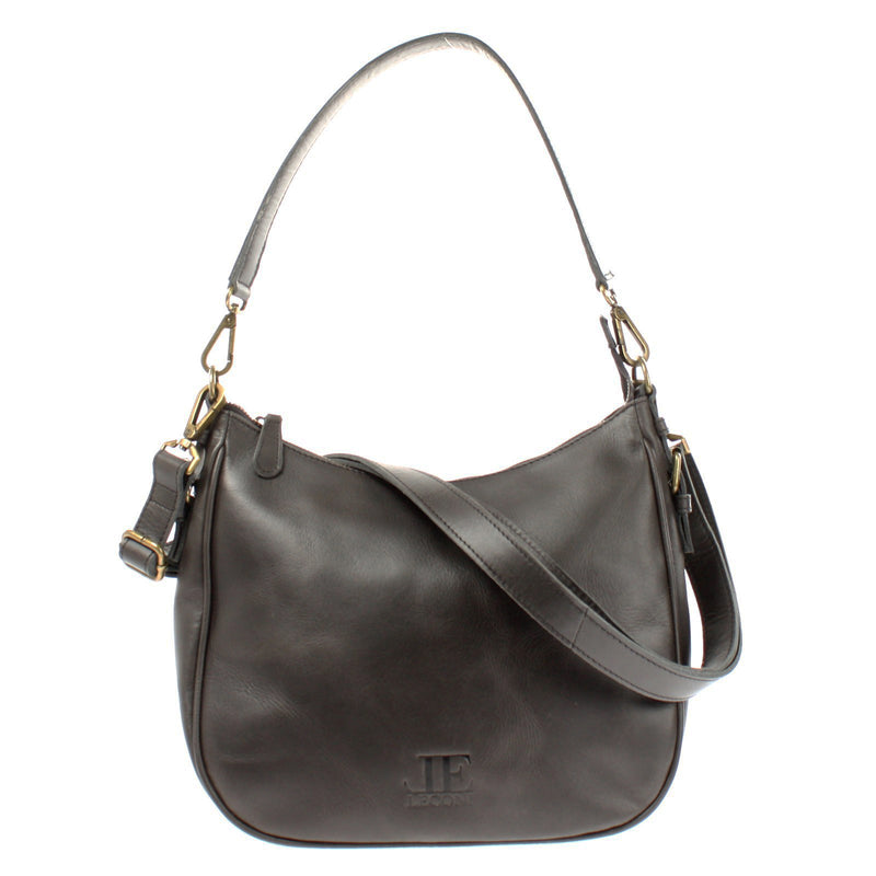 Leconi Schultertasche Ledertasche Handtasche Leder dunkelgrau LE0063 Leconi Schultertasche Ledertasche Handtasche Leder dunkelgrau LE0063