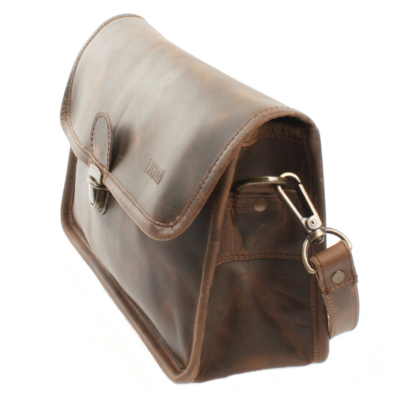 Leconi Schultertasche Umhängetasche Damen Leder Gewachstes Rindsleder Schlamm LE3044