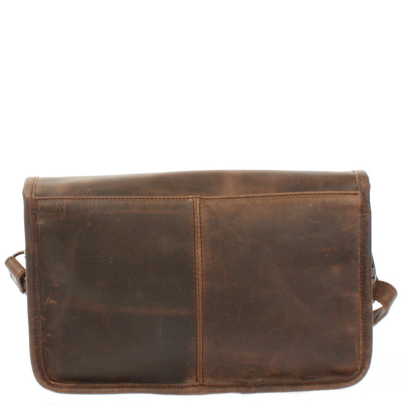 Leconi Schultertasche Umhängetasche Damen Leder Gewachstes Rindsleder Schlamm LE3044