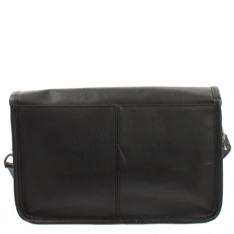 Leconi Schultertasche Umhängetasche Damen Leder Gewachstes Rindsleder Schwarz LE3044