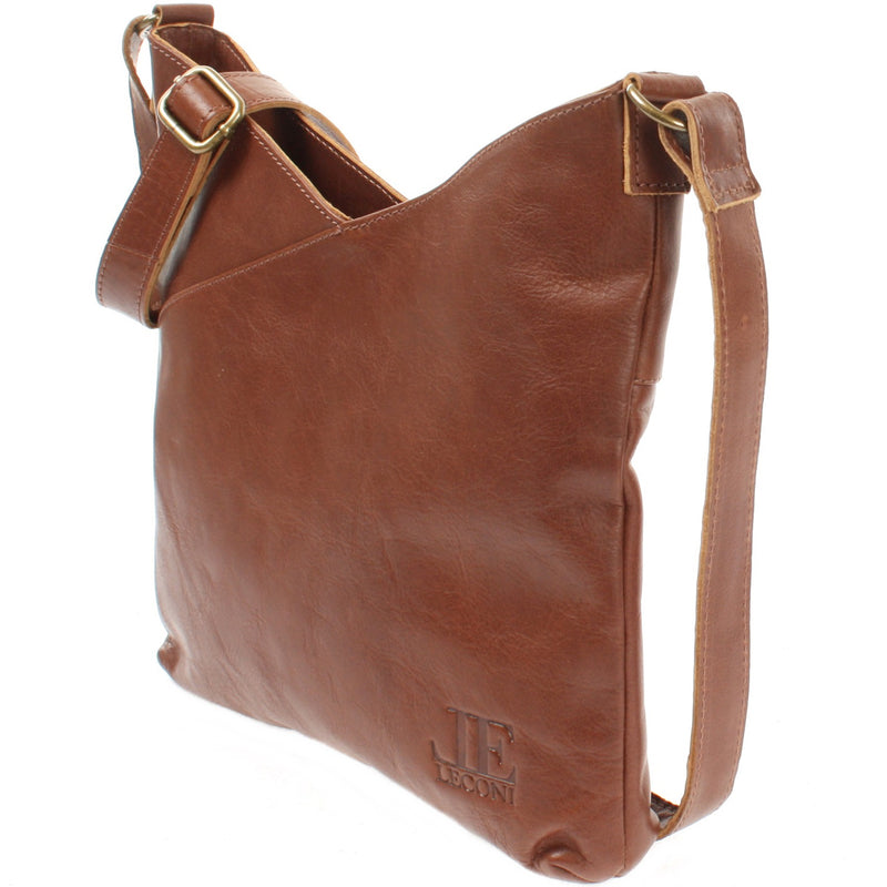 Leconi Schultertasche Umhängetasche Handtasche Leder Braun LE0065