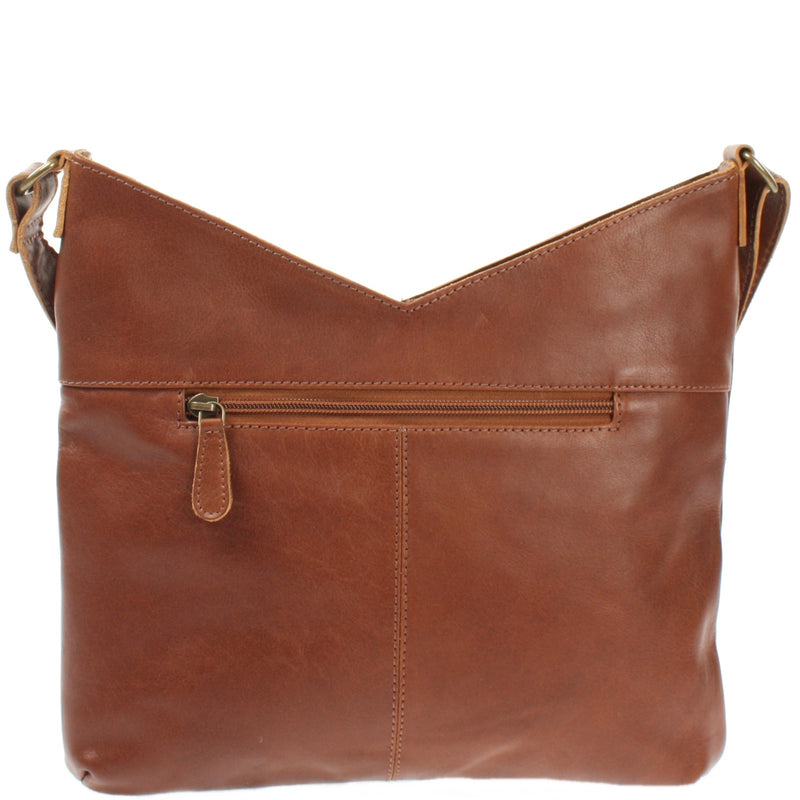 Leconi Schultertasche Umhängetasche Handtasche Leder Braun LE0065