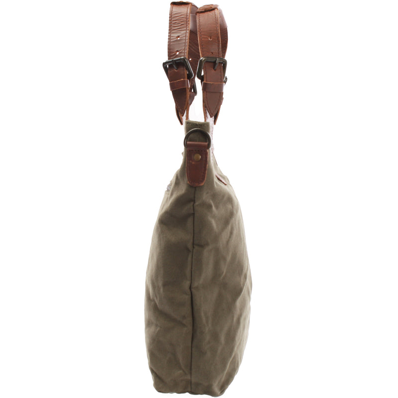 Leconi Schultertasche Umhängetasche Henkeltasche Shopper Damentasche Canvas Leder Grün LE0054