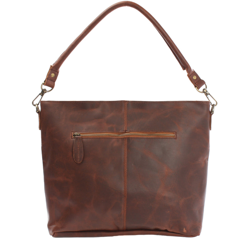 Leconi Schultertasche Umhängetasche Ledertasche Leder Braun LE0039