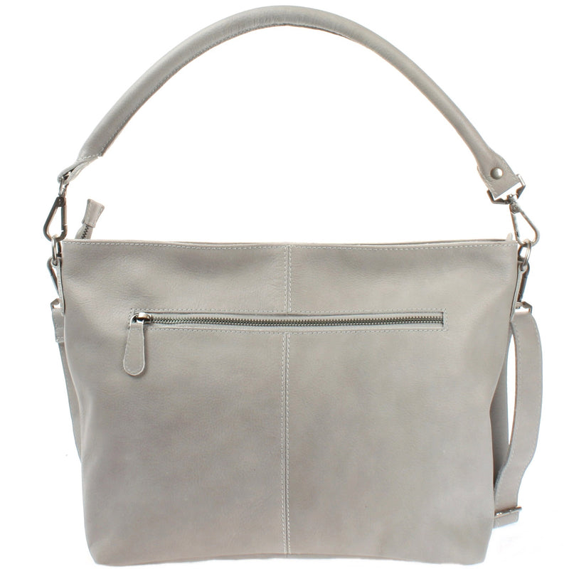 Leconi Schultertasche Umhängetasche Ledertasche Leder Damen Hellgrau LE0062