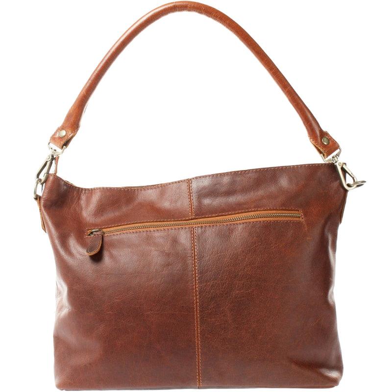 Leconi Schultertasche Umhängetasche Ledertasche Leder Damen Braun LE0062