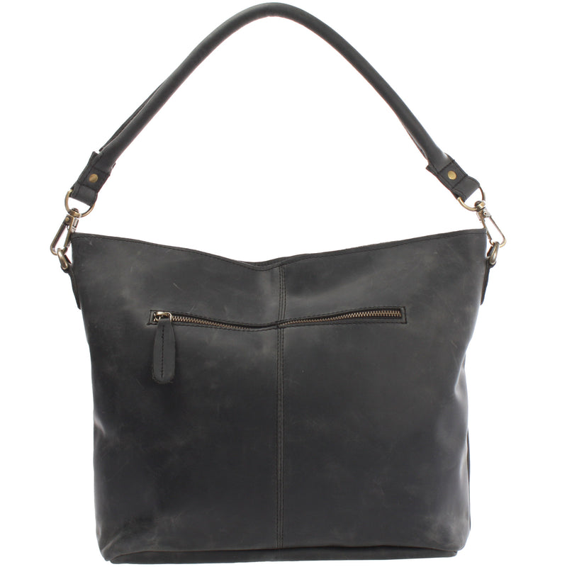 Leconi Schultertasche Umhängetasche Ledertasche Leder Grau LE0039