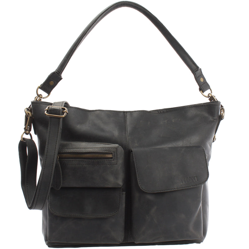 Leconi Schultertasche Umhängetasche Ledertasche Leder grau LE0039 Leconi Schultertasche Umhängetasche Ledertasche Leder grau LE0039