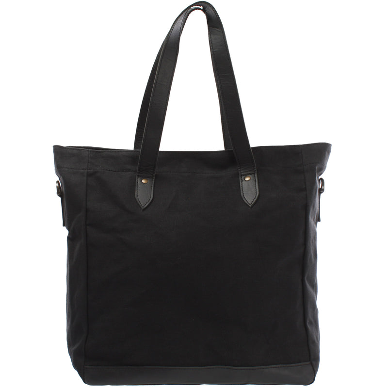 Leconi Shopper Beuteltasche Damentasche Canvas Leder Schwarz LE0040