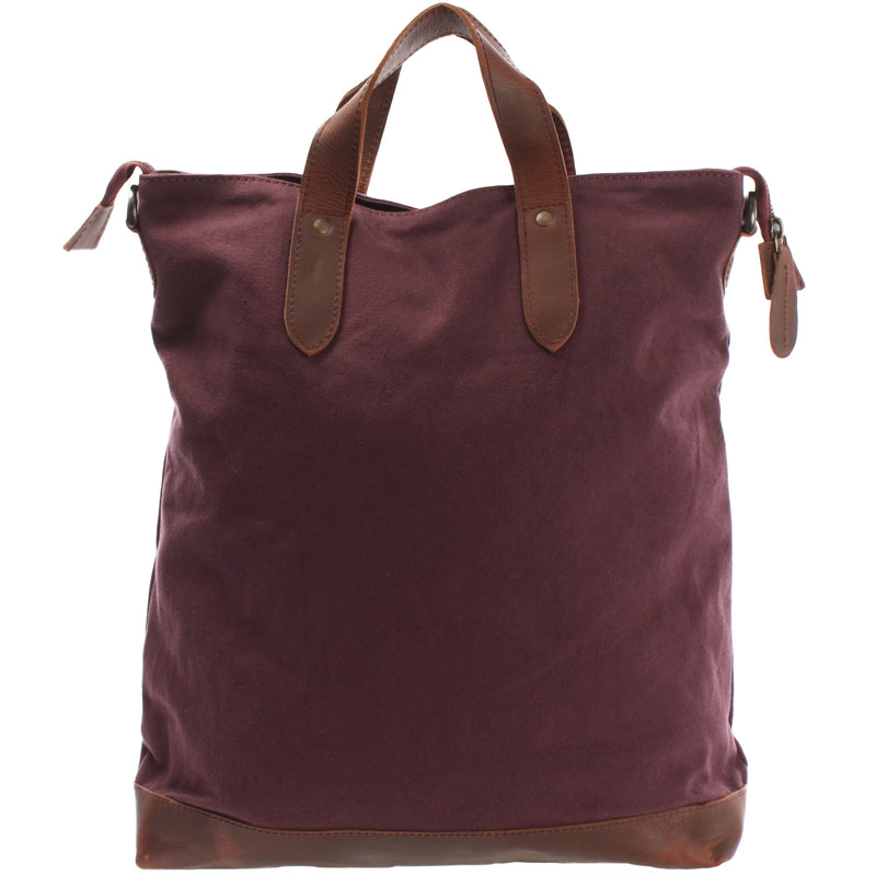 Leconi Shopper Henkeltasche Damen Canvas Leder Bordeaux LE0037