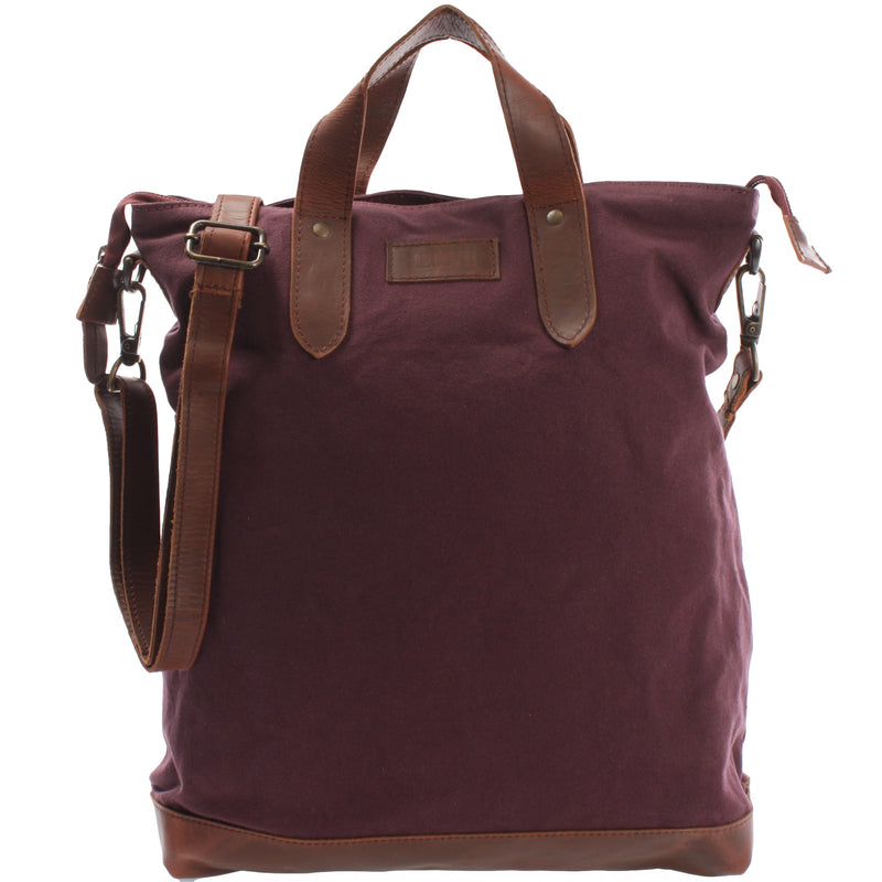 Leconi Shopper Henkeltasche Damen Canvas Leder bordeaux LE0037 Leconi Shopper Henkeltasche Damen Canvas Leder bordeaux LE0037