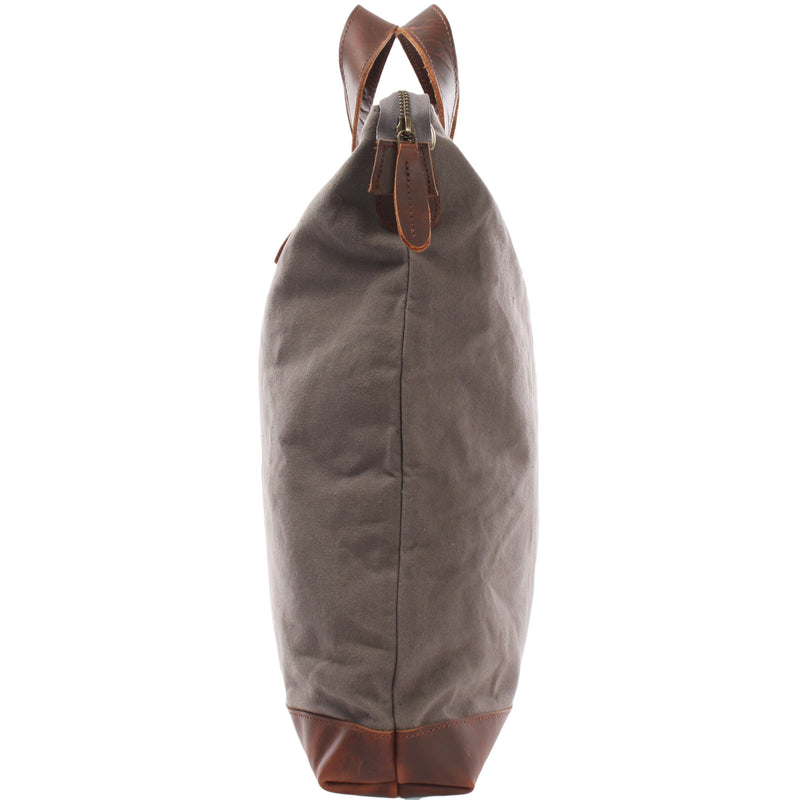 Leconi Shopper Henkeltasche Damen Canvas Leder Braun Grau LE0037