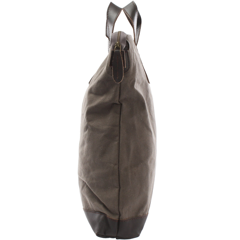 Leconi Shopper Henkeltasche Damen Canvas Leder Grau LE0037