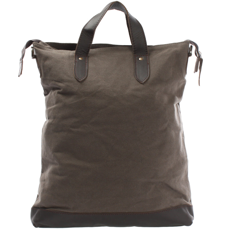 Leconi Shopper Henkeltasche Damen Canvas Leder Grau LE0037