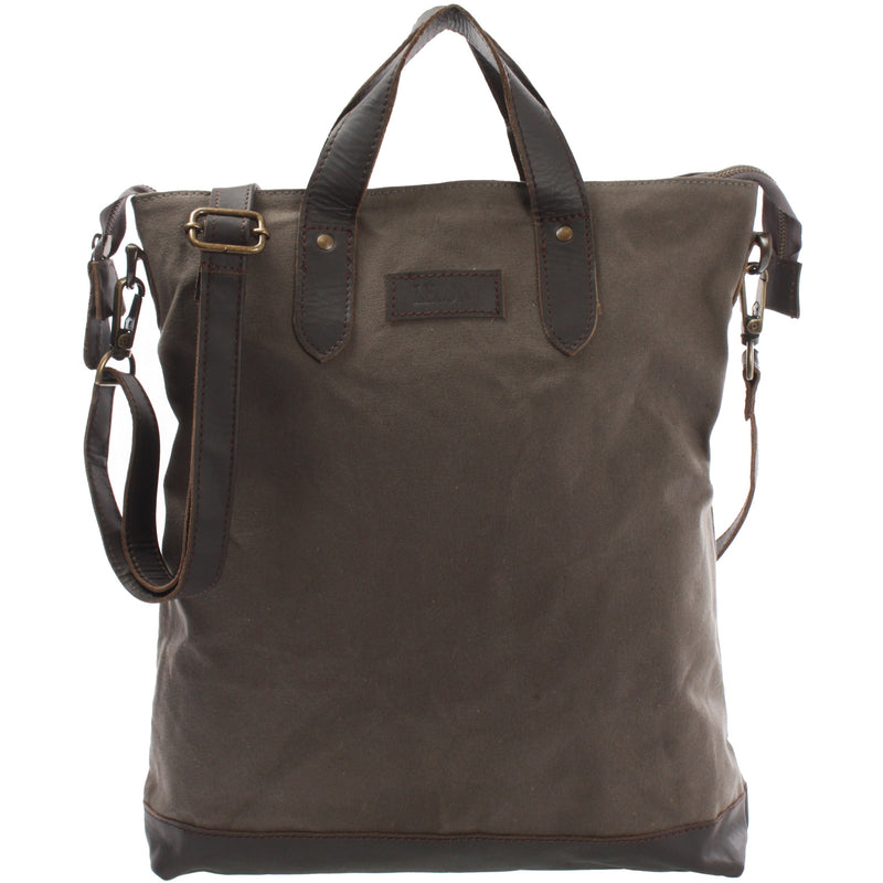 Leconi Shopper Henkeltasche Damen Canvas Leder grau LE0037