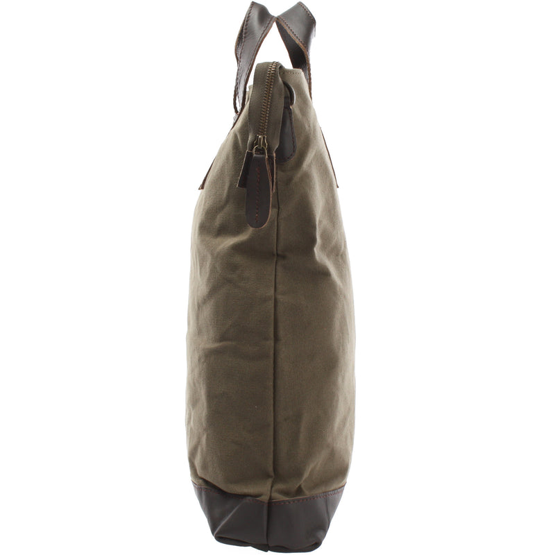 Leconi Shopper Henkeltasche Damen Canvas Leder Grün LE0037