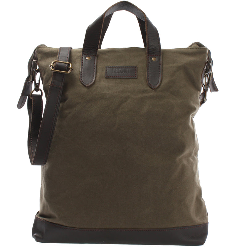 Leconi Shopper Henkeltasche Damen Canvas Leder grün LE0037