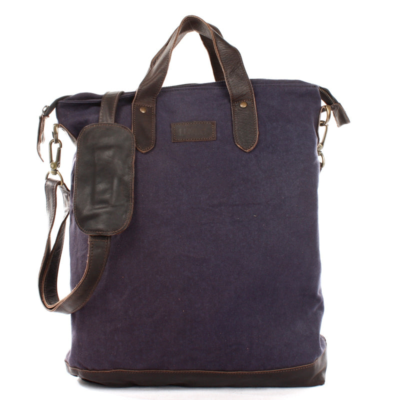 Leconi Shopper Henkeltasche Damen Canvas Leder navy LE0037 Leconi Shopper Henkeltasche Damen Canvas Leder navy LE0037