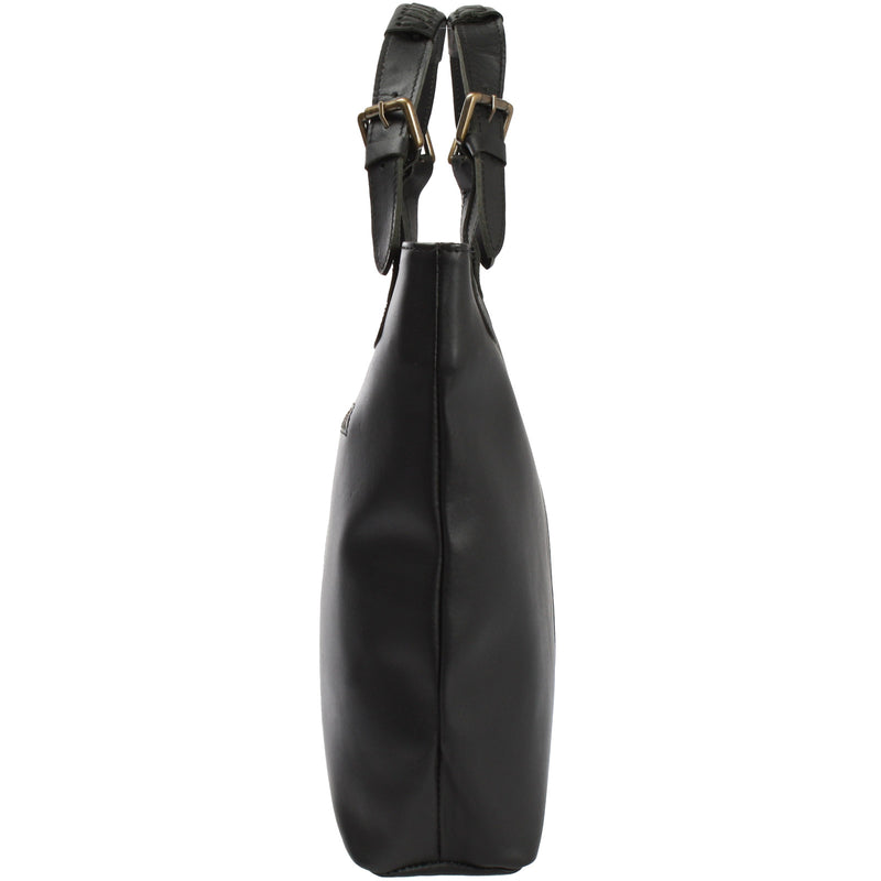 Leconi Shopper Henkeltasche Damentasche Leder Schwarz LE0033