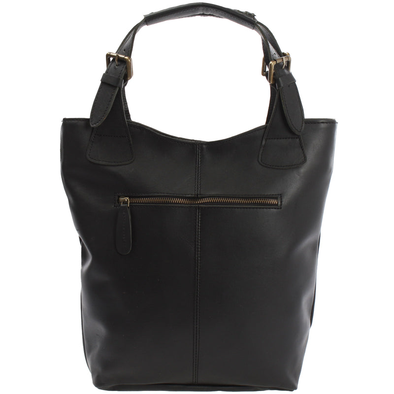 Leconi Shopper Henkeltasche Damentasche Leder Schwarz LE0033