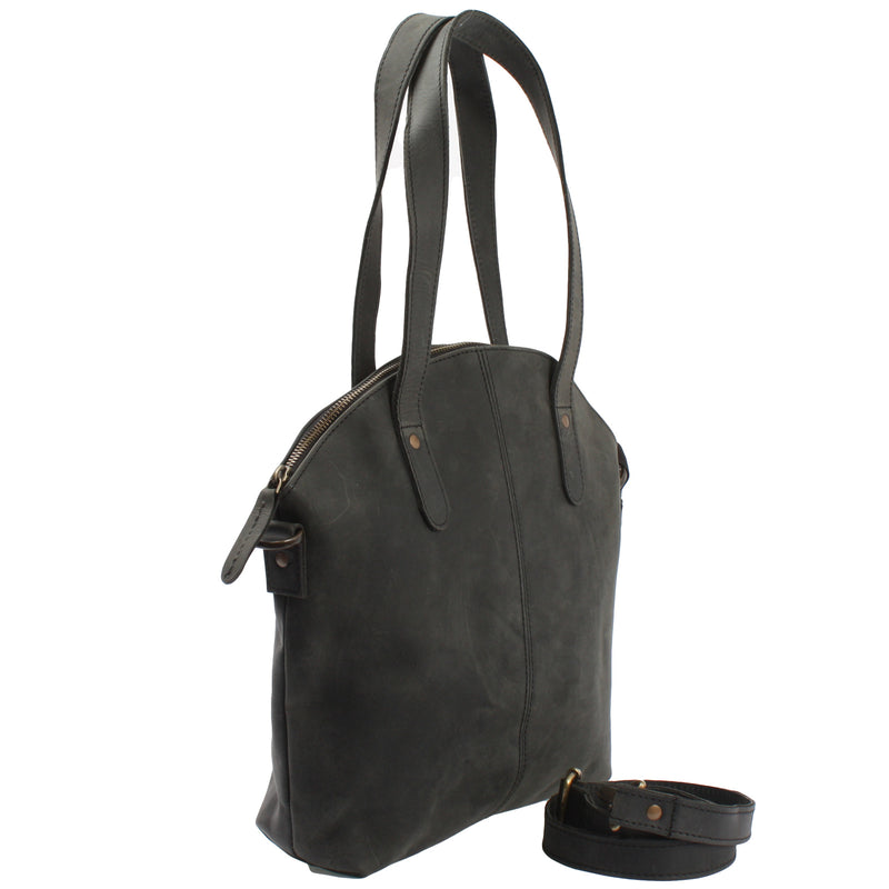 Leconi Shopper Schultertasche Damen Handtasche Ledertasche Henkeltasche Leder Grau LE0060
