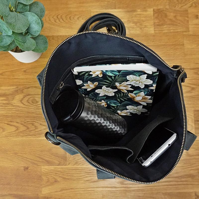 Leconi Shopper Schultertasche Damen Handtasche Ledertasche Henkeltasche Leder Grau LE0060