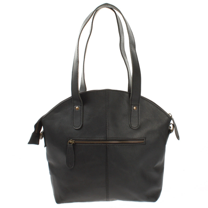 Leconi Shopper Schultertasche Damen Handtasche Ledertasche Henkeltasche Leder Schwarz LE0060