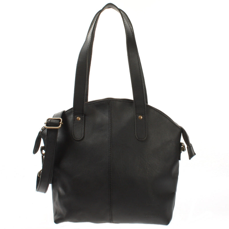 Leconi Shopper Schultertasche Damen Handtasche Ledertasche Henkeltasche Leder schwarz LE0060