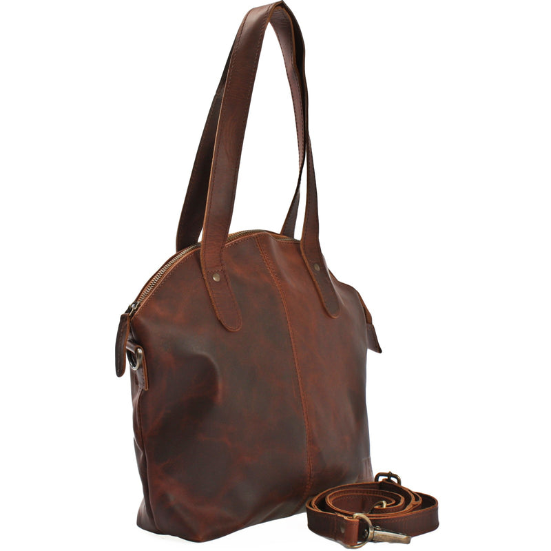 Leconi Shopper Schultertasche Damen Handtasche Ledertasche Henkeltasche Leder Braun LE0060